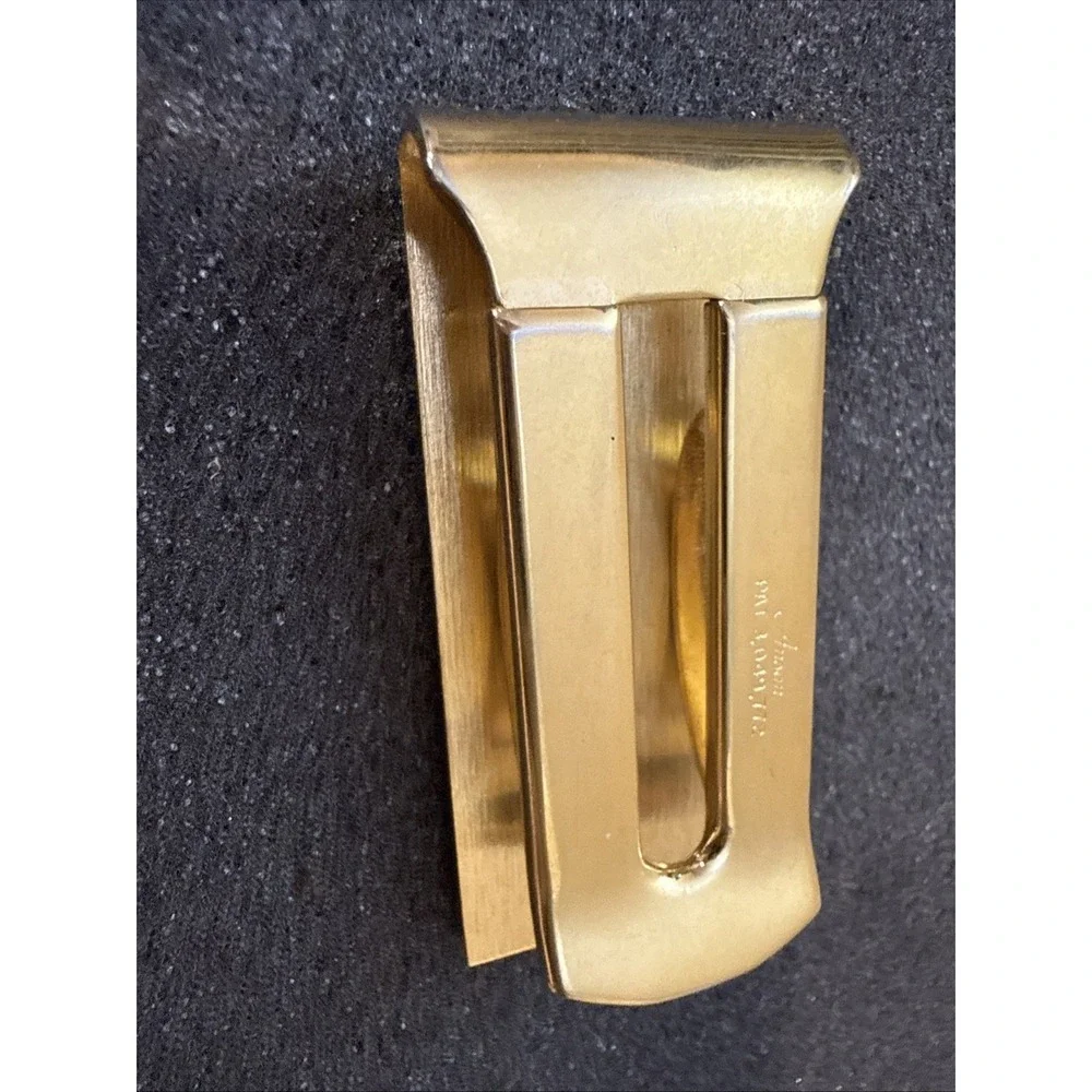 Vintage Anson Gold Plated Pat. 3049772 Money Clip Brass Etched 2 Texture Design